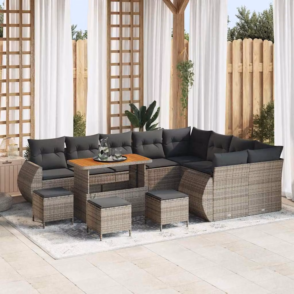 Maison Exclusive - Set da giardino composto da 13 pezzi, divano, colore grigio, realizzato in rattan sintetico