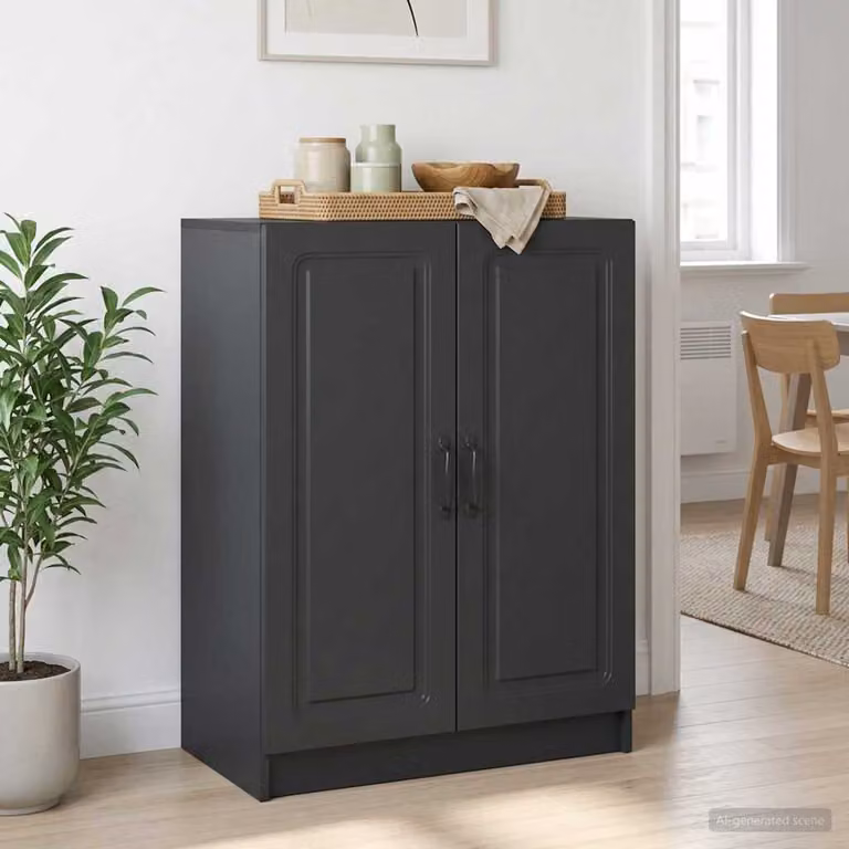 Credenza moderna vidaXL in legno ingegnerizzato nero lucido L 66 x P 34,5 x H 87 cm