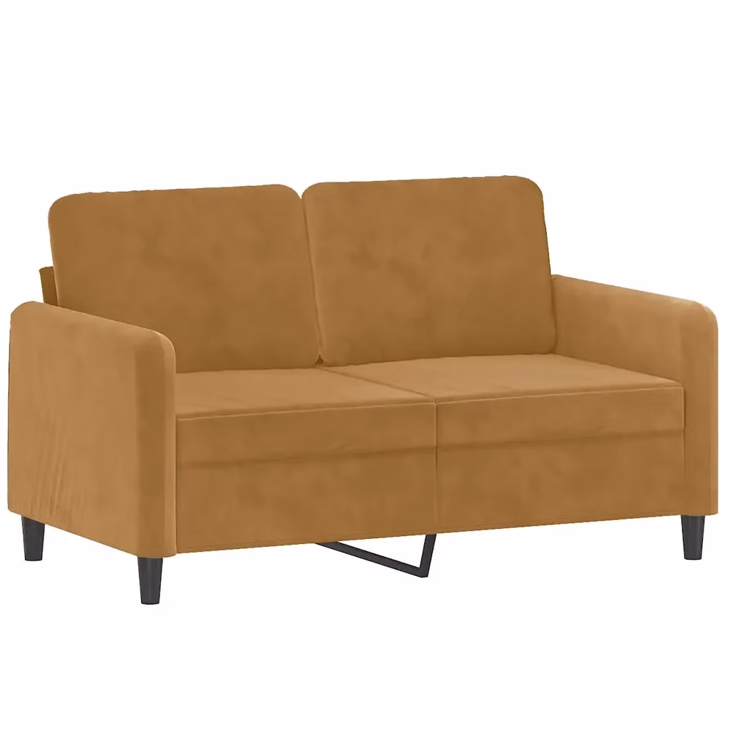 Divano moderno vidaXL in velluto marrone con struttura in metallo per il tuo soggiorno L: 138 cm, P: 77 cm, H: 80 cm