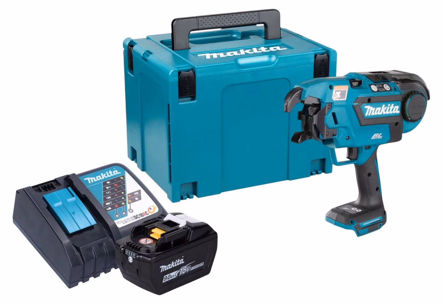 Makita DTR 180 ZJ Giuntatrice per armature a batteria 18 V 0,8 mm Brushless + 1x batteria 9,0 Ah + caricabatterie + Makpac