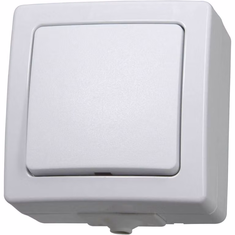 Interruttore da incasso per ambienti umidi, serie Nautic, colore bianco artico, grado di protezione IP44, 250 V/10 A
