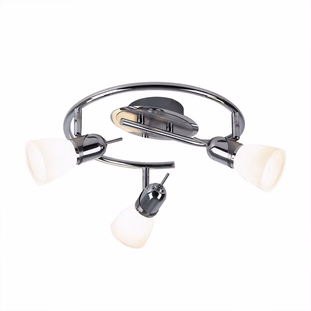 Plafoniera LED, vetro, cromo, acciaio, spot mobili, P 38 cm
