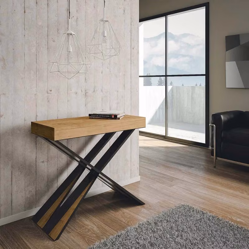 Consolle allungabile Itamoby Diago Small Premium con telaio Antracite e finitura Quercia Natura, L: 90-196 cm, P: 40 cm – 2
