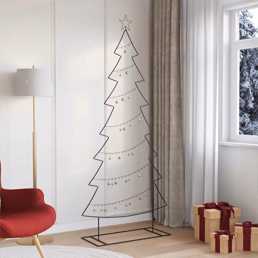 Albero di Natale moderno vidaXL in metallo nero, Altezza: 210 cm