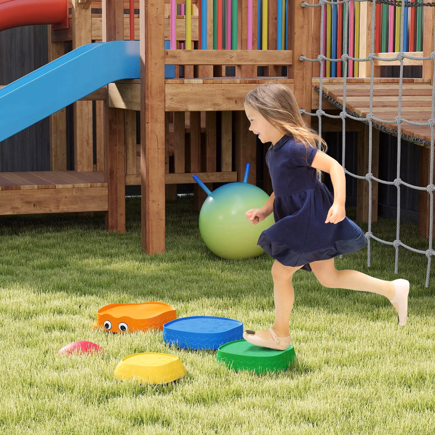 Percorso di Equilibrio AIYAPLAY per Bambini, Set da 5 Pezzi Antiscivolo per Interno ed Esterno, Multicolore, L/P/H: 33.5 x 33.5 x 28 cm – 2