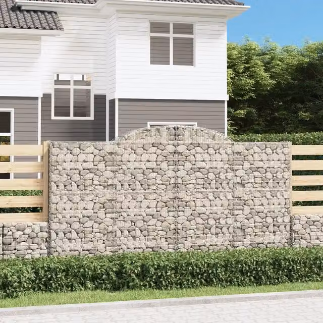 Cesto Gabbione ad Arco vidaxl in Ferro Zincato Argento L: 300 cm, P: 30 cm, H: 160/180 cm – 1