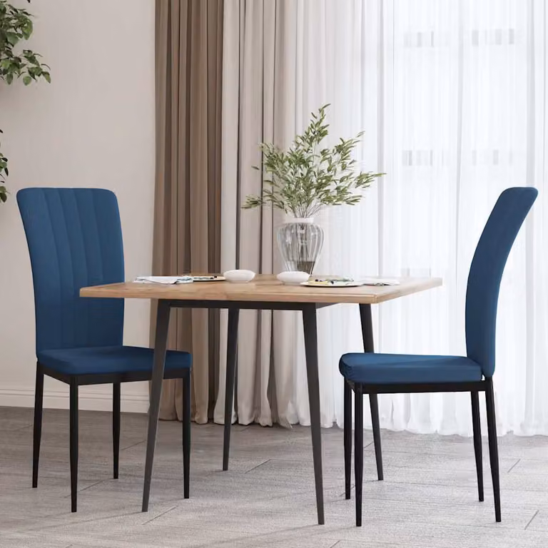 Set di 2 sedie da pranzo vidaXL in velluto blu con struttura in metallo e plastica per soggiorno e cucina