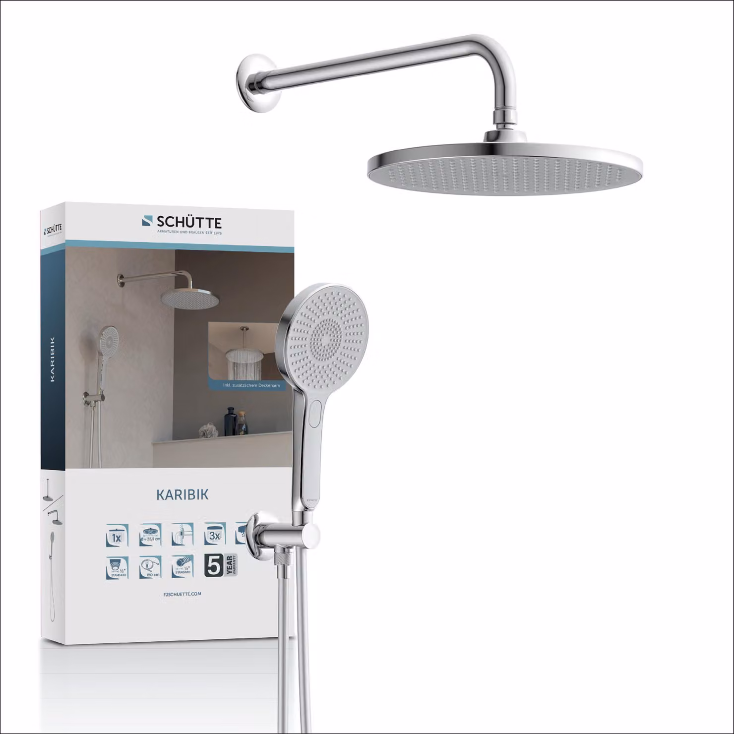 SCHÜTTE KARIBIK Set completo per doccia, cromato/grigio chiaro, per la doccia
