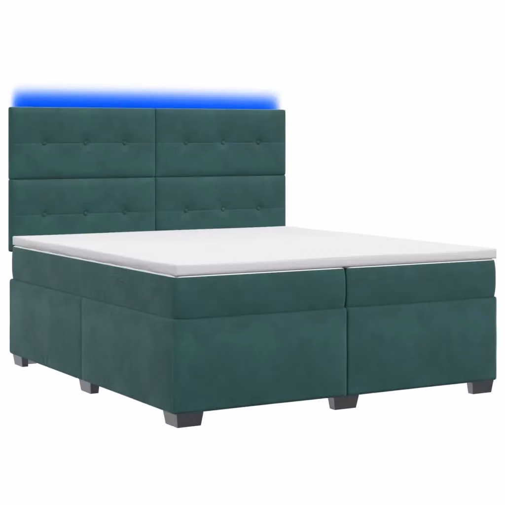 Letto Box Spring Ibrido vidaXL in Velluto Verde con Materasso a Molle Pocket e Base a Sollevamento L/P/H: 200 x 200 x 140,5 cm – 2