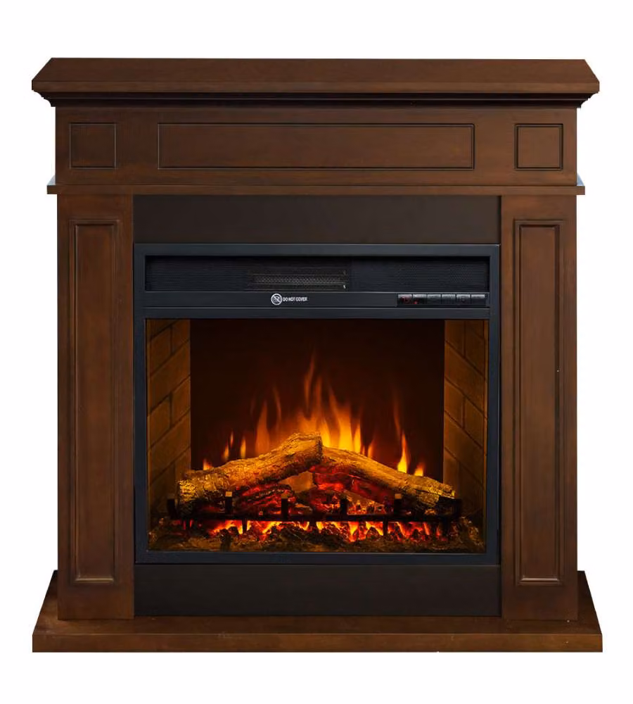 Divina Fire Camino Elettrico Jefferson MDF Noce 1800W - 89,5x28x90cm