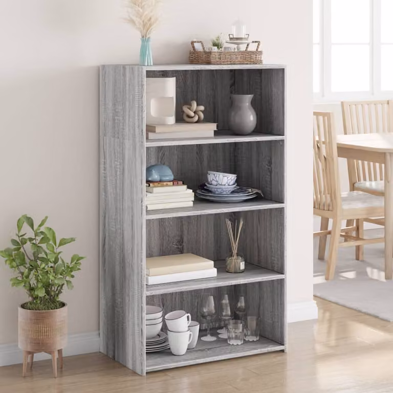 Credenza moderna vidaXL in legno multistrato, colore Grigio Sonoma, L 70 cm x P 41 cm x H 124 cm