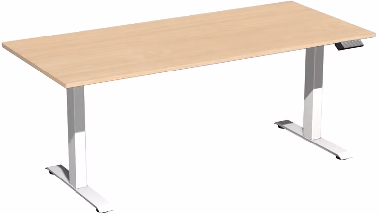 Tavolo elevatore elettrico regolabile in altezza, 1800x800x730-1230, faggio/bianco