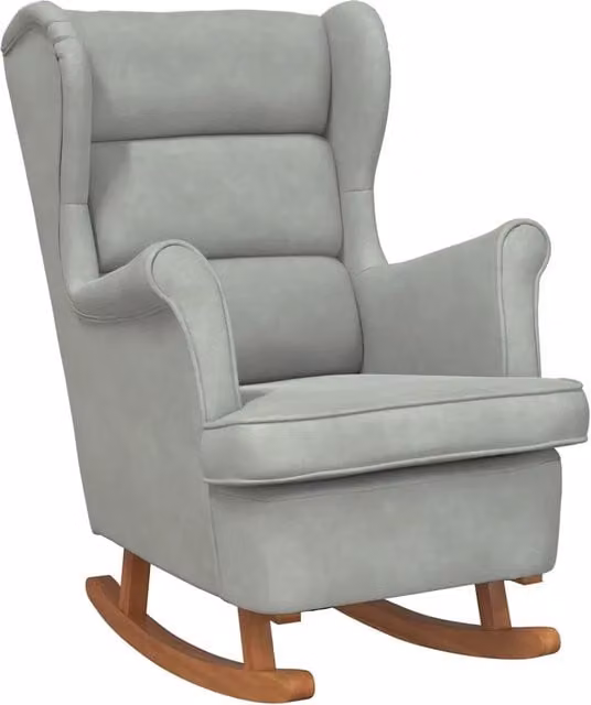 Sedia a dondolo con schienale alto in velluto grigio chiaro CFW8657324 con braccioli – 1