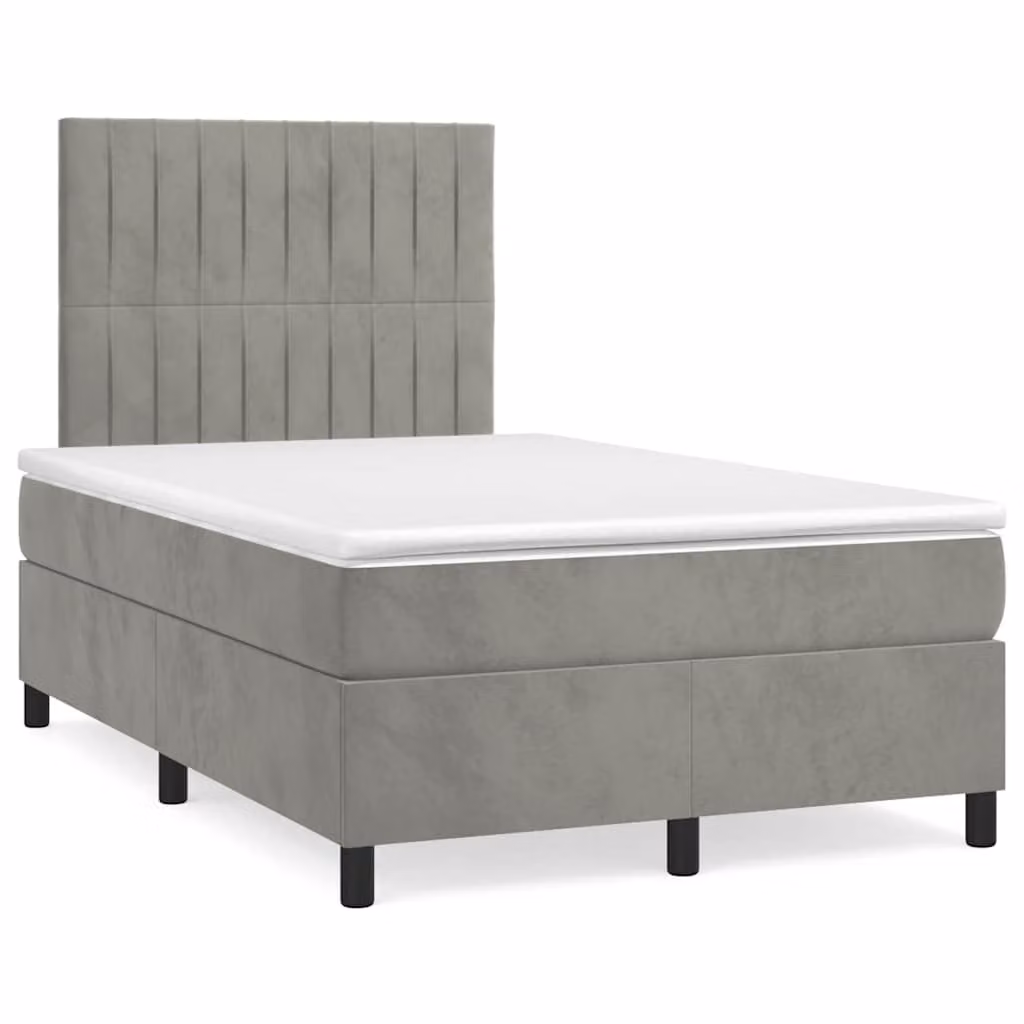 Letto Ibrido vidaXL in Velluto Grigio con Illuminazione LED e Porte USB, L/P/H: 120 x 200 x 123 cm