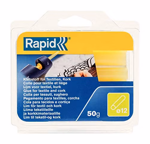 Rapid 40107353 Colla Stick da 12 mm per Tessuti, Giallo, 50g