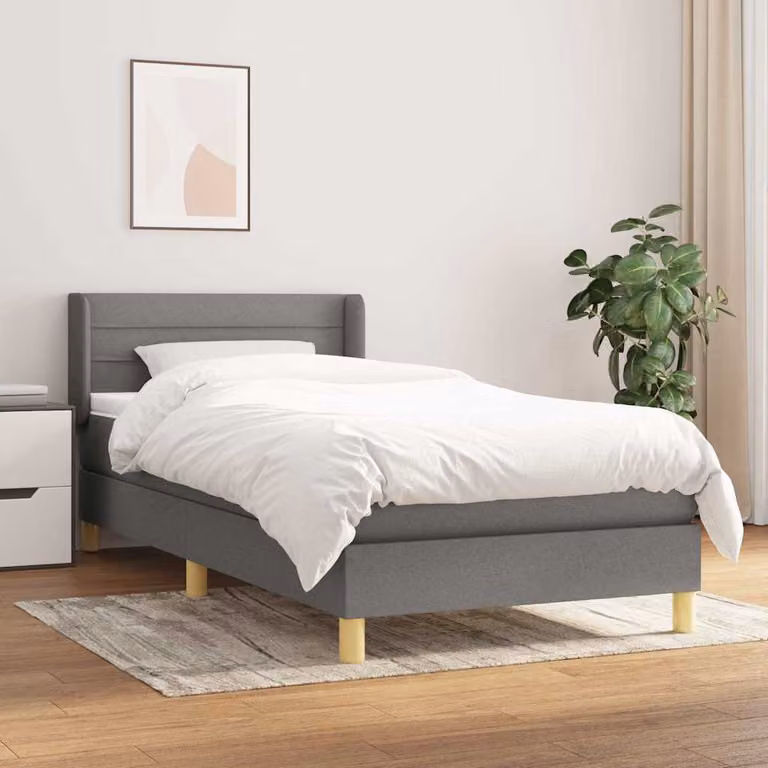 vidaXL Letto Ibrido con Giroletto a Molle e Materasso in Tessuto Grigio e Bianco L/P/H: 200 x 100 x 88 cm
