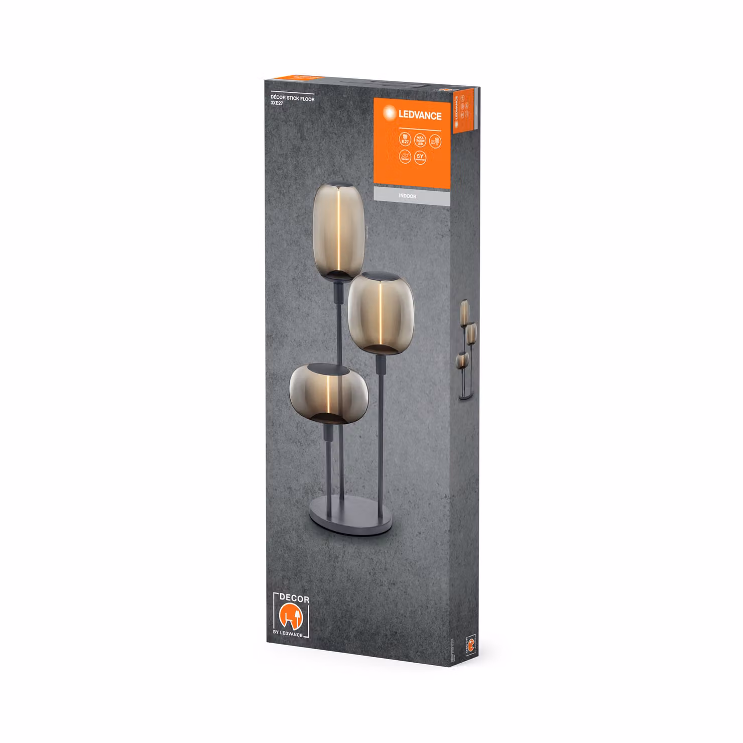 LEDVANCE LED Standleuchte DECOR STICK FLOOR 3XE27 DG Dunkelgrau