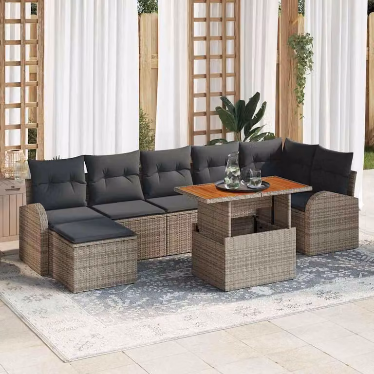 Maison Exclusive - Set da giardino composto da 8 pezzi, colore grigio