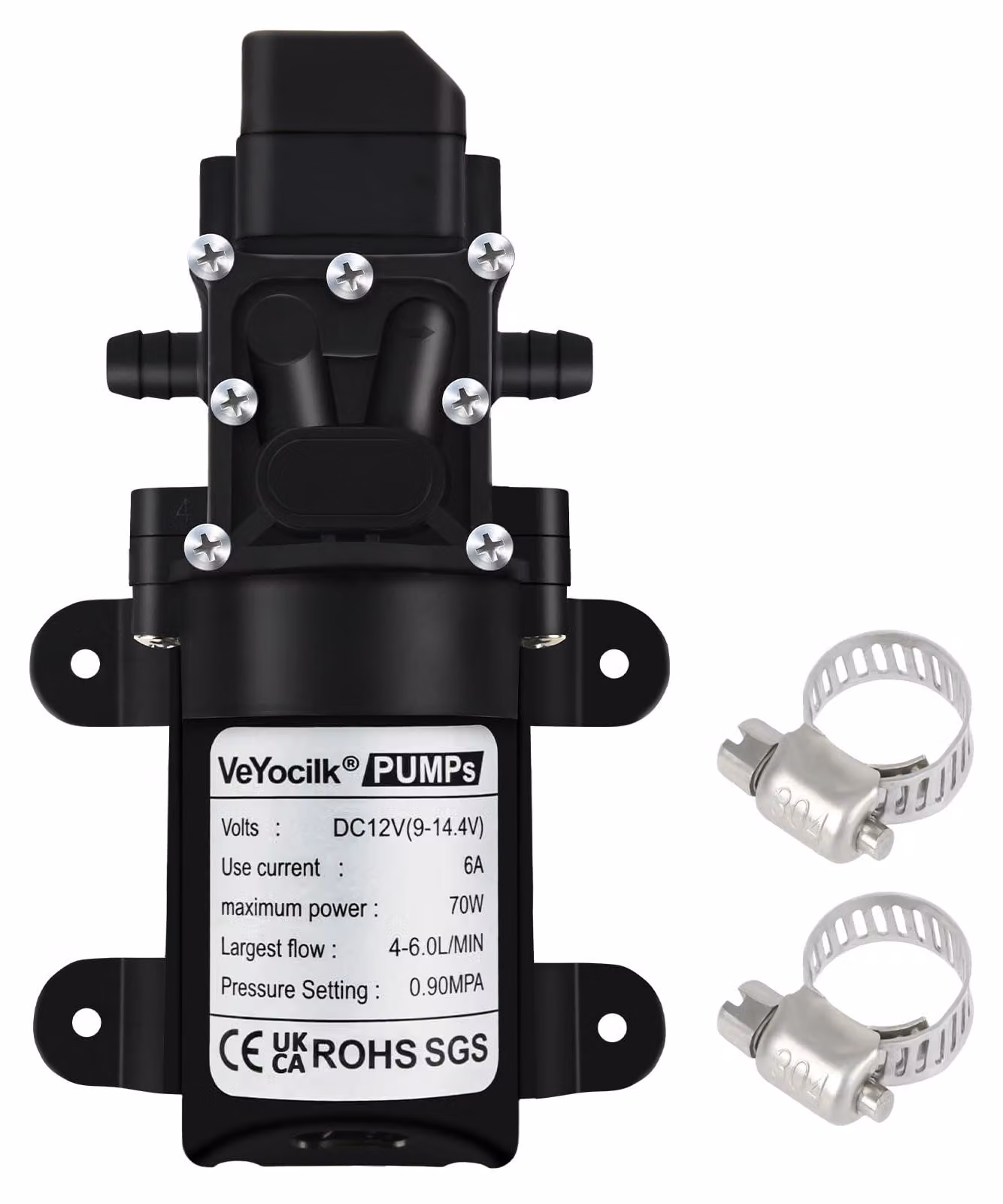 Pompe a membrana da 12V, autoadescanti, con portata di 6 litri al minuto, pressione di 131 PSI e interruttore di pressione