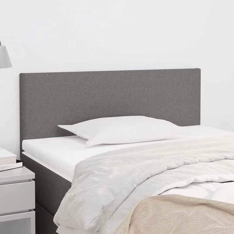 Testiera per letto vidaXL in tessuto grigio scuro con struttura in legno, L: 100 cm, P: 5 cm, H: 78-88 cm