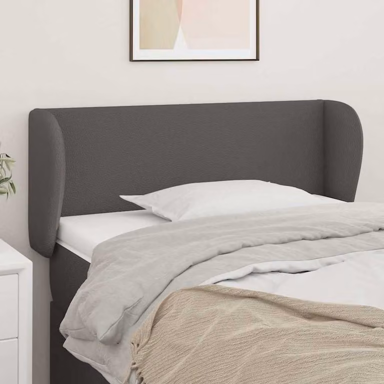 Testiera ad orecchio vidaXL in similpelle grigia con struttura in legno, L: 103 cm, P: 23 cm, H: 78-88 cm