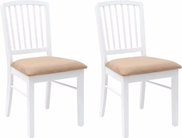 Set di 2 sedie da pranzo moderne in legno e tessuto bianco L 50 cm x P 52,5 cm x H 91 cm