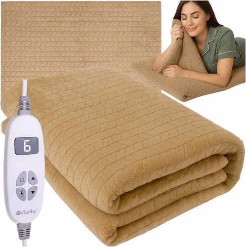 Coperta elettrica riscaldata, 180x130 cm, 10 modalità, telecomando