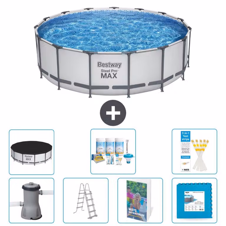 Piscina gonfiabile Bestway Steel Pro MAX, rotonda, 488x122 cm, composta da 6 parti, modello S536