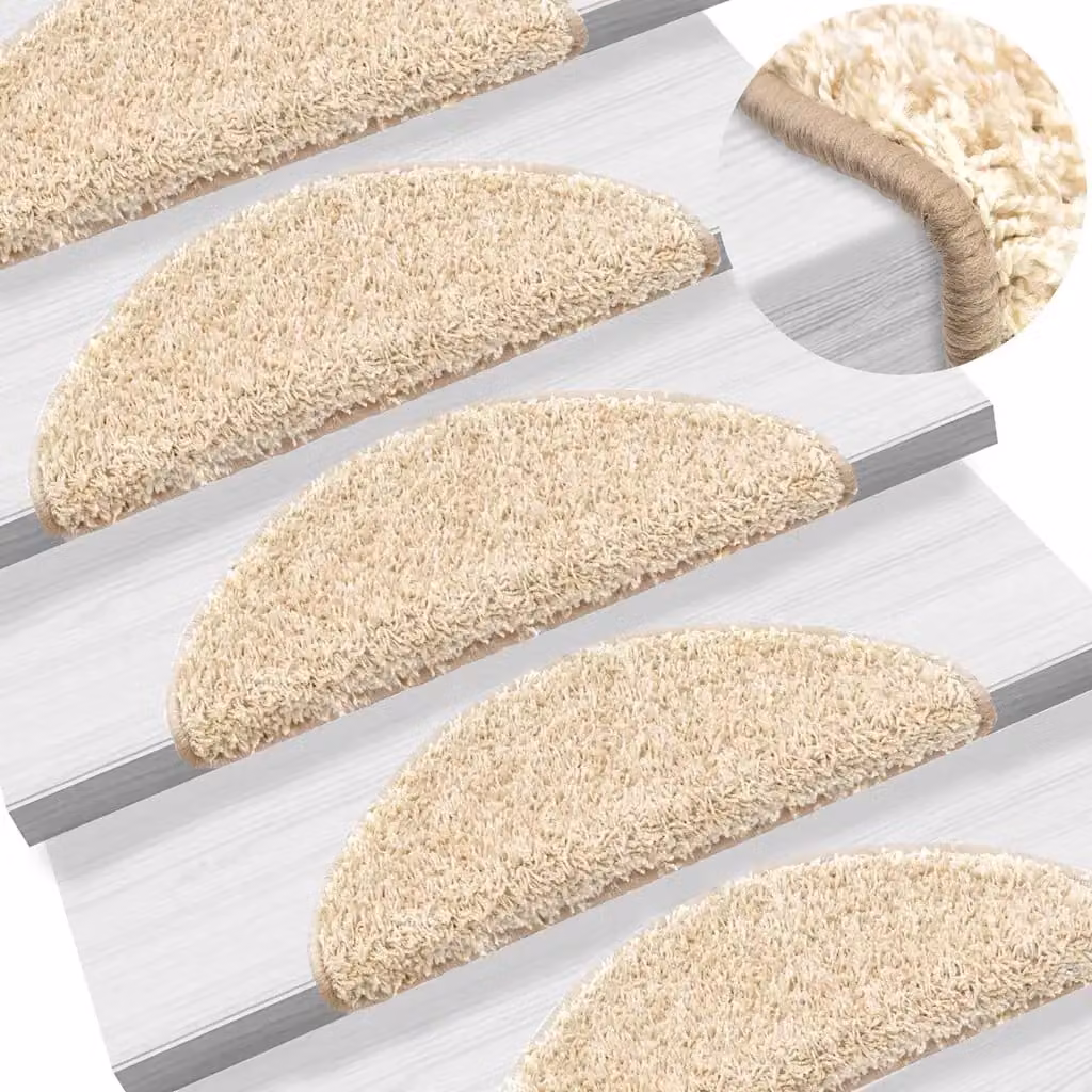 Set di 10 tappetini per scale semicircolari vidaXL in polipropilene, colore beige, L: 56 cm, P: 17 cm, H: 3 cm