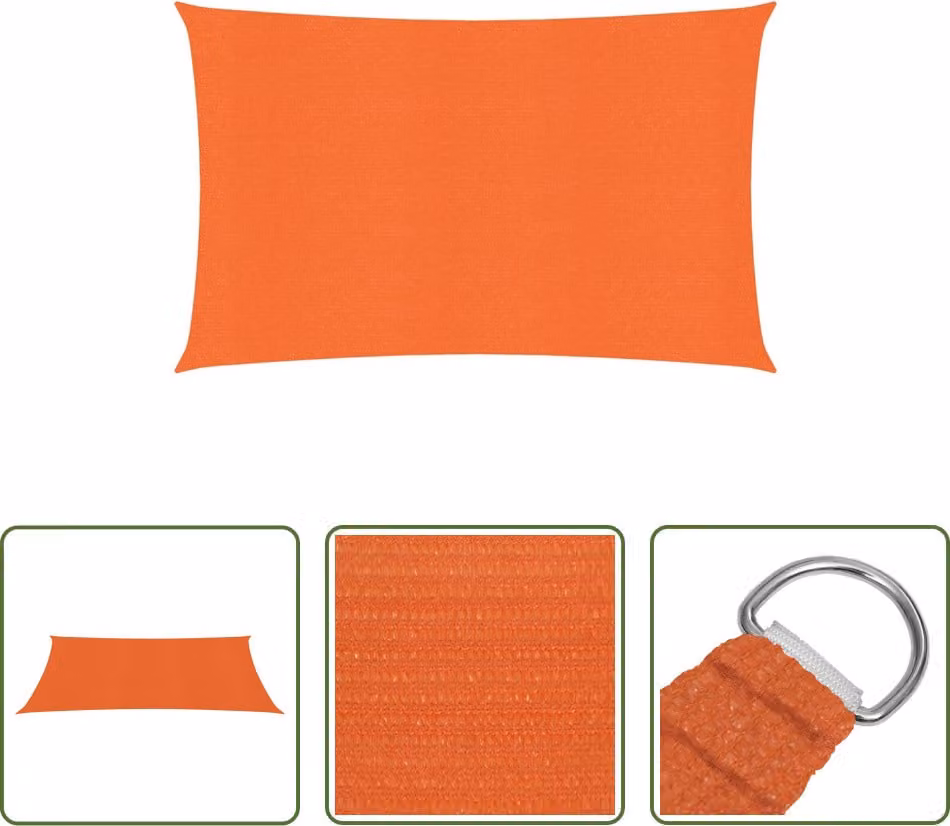 The Living Store Tenda da sole 160 g/m² Arancione 3,5x5 m HDPE