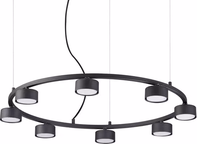 Sospensione Industrial-Minimal Minor Metallo Nero 8 Luci Gx53 9W 3000K