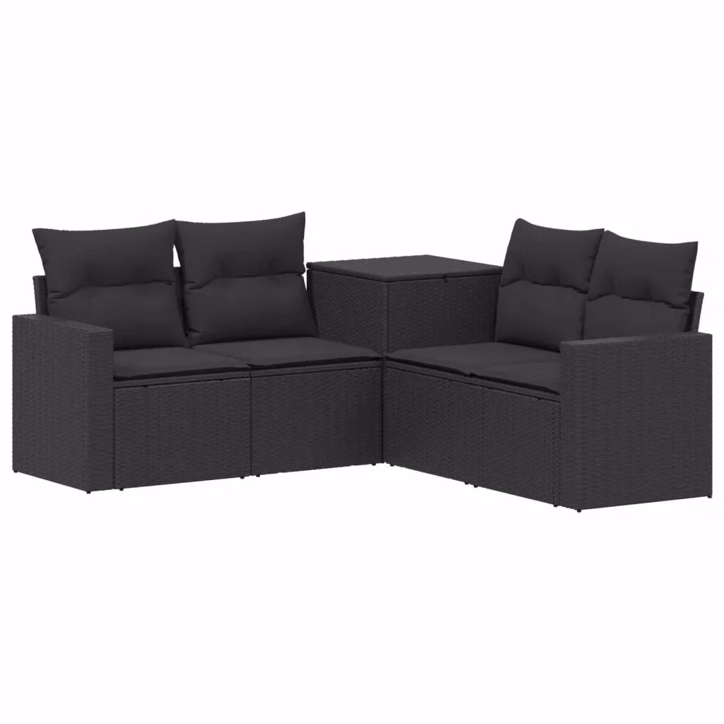 Set di divani da giardino a forma di L vidaXL in rattan sintetico e acciaio nero con cuscini inclusi – 2