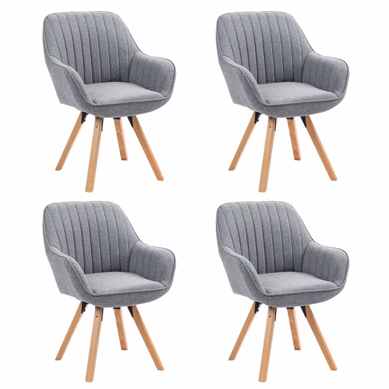 Meubles Cosy - Set di 4 comode sedie da pranzo in tessuto grigio con rotazione a 360° - CARSON