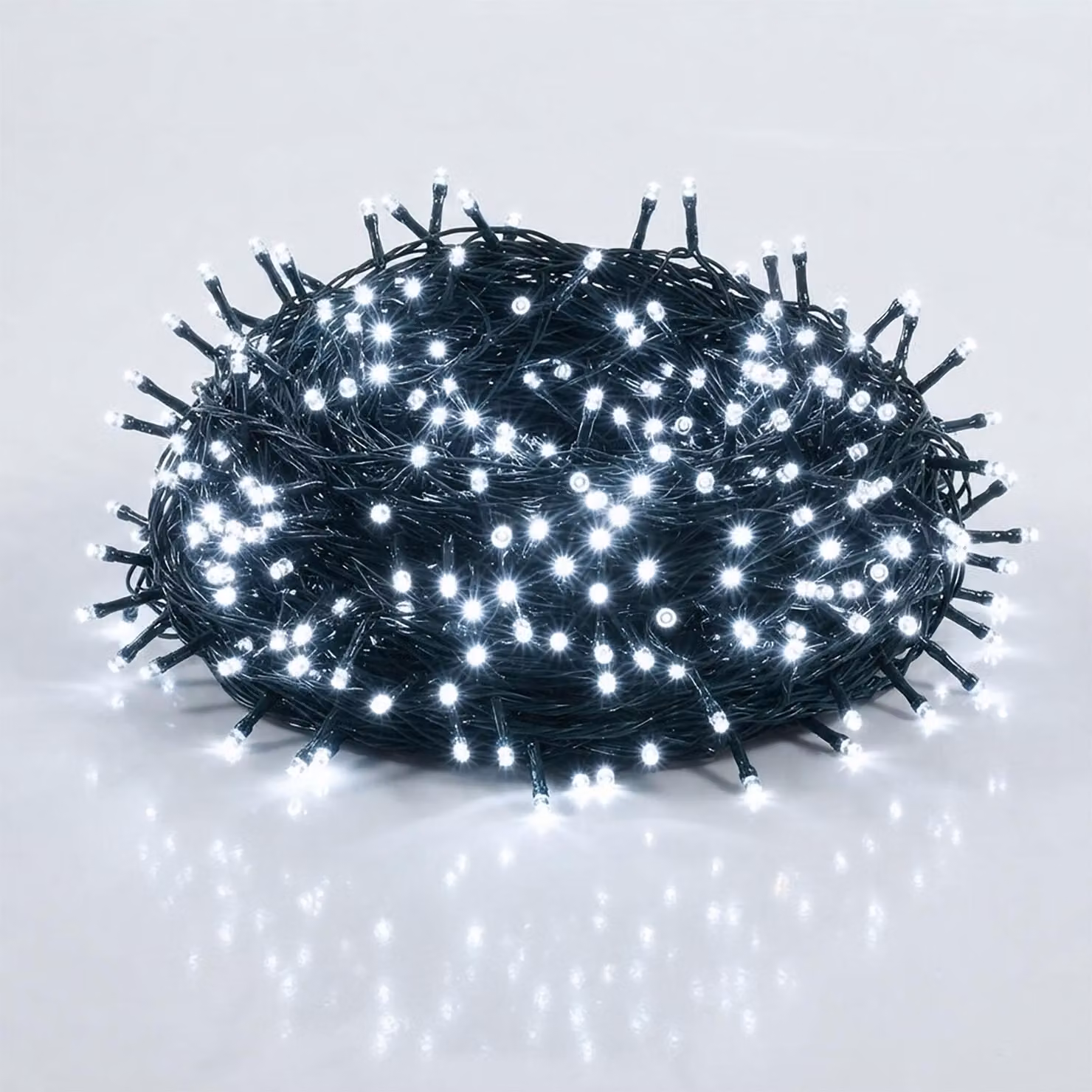 Catena luminosa natalizia (luce fredda), bianca - 320 LED - Illuminazione decorativa per esterni con timer