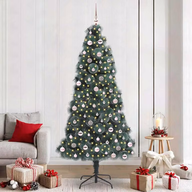 Maison Exclusive - Albero di Natale artificiale illuminato con set di palline verdi