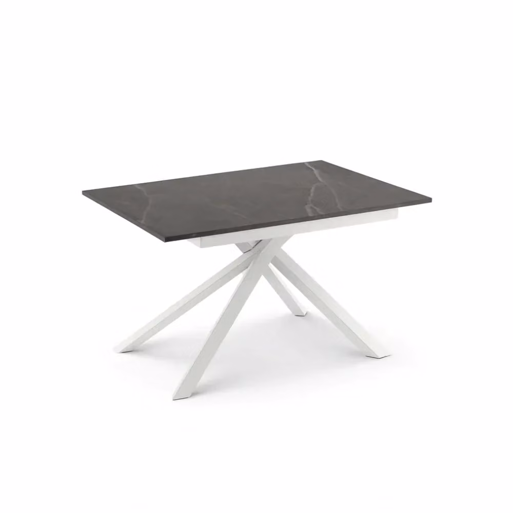 Tavolo da pranzo allungabile Pluto Duzzle effetto marmo grigio e bianco L: 140-190 cm, P: 90 cm – 2