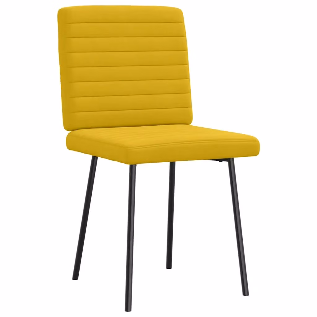 Set di 4 sedie da pranzo vidaXL in velluto giallo con struttura in metallo e legno per soggiorno e sala da pranzo – 2