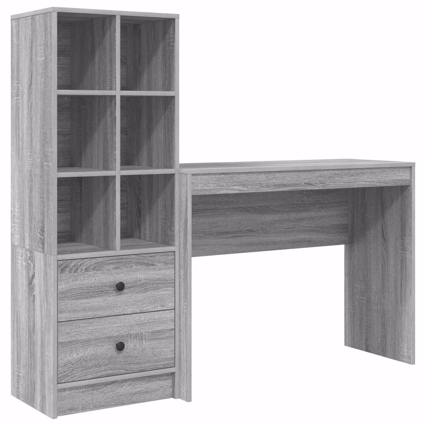 Scrivania con cassetto con lo scaffale 2 pcs Grigio Sonoma