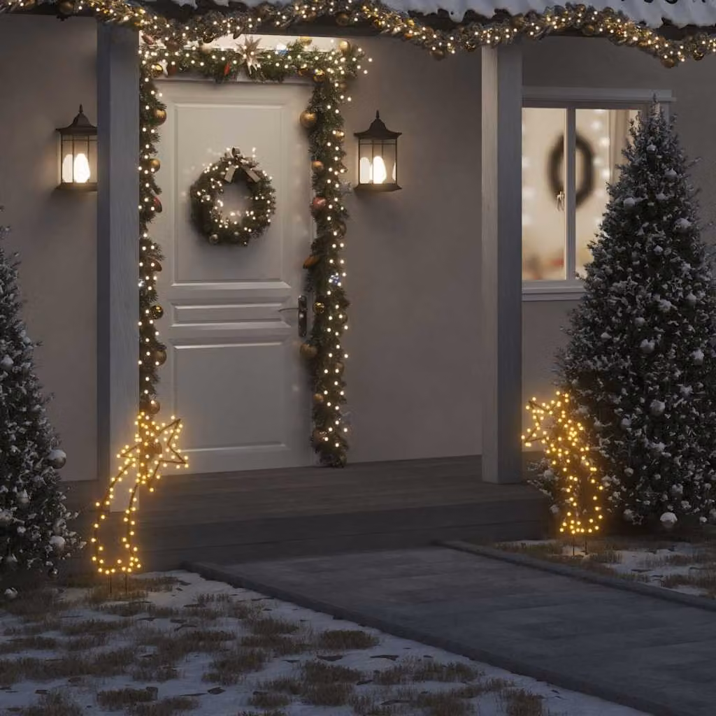 Luce Decorativa di Natale vidaXL con Stella Cadente e 80 LED Bianco Caldo, Altezza: 62 cm
