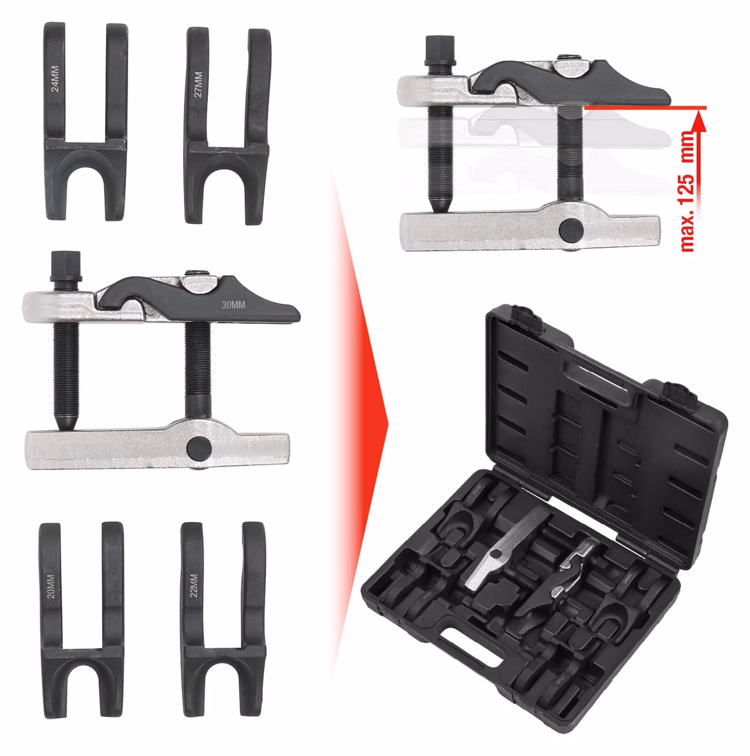 KS TOOLS Set di estrattori di giunti sferici universali con forcelle intercambiabili 7 pezzi - 450.0970