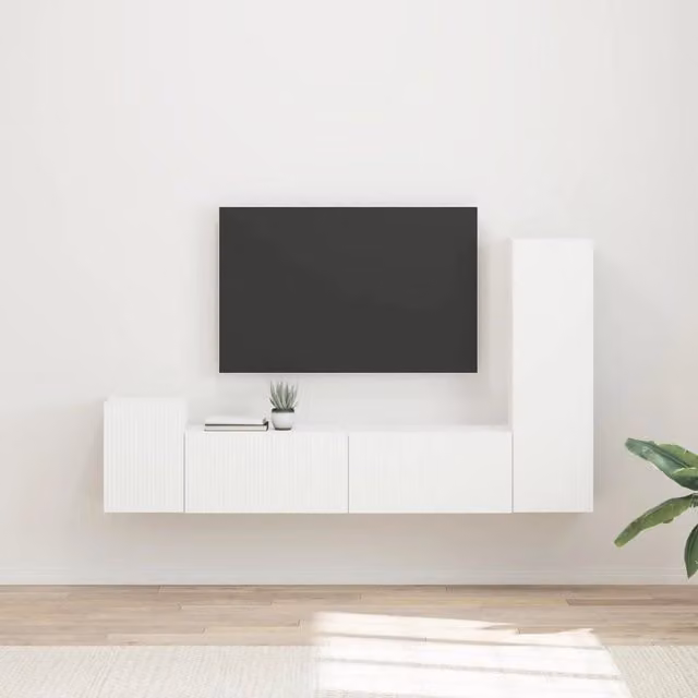 Set mobile TV 4 pz Bianco Legno ingegnerizzato 3408997