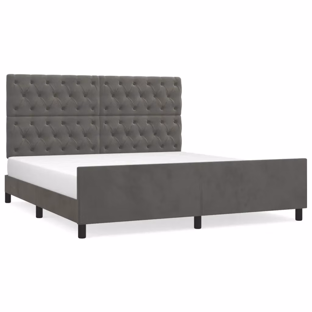 Giroletto senza materasso vidaXL in velluto grigio con struttura in legno e MDF L/P/H: 160 x 200 x 128 cm – 2