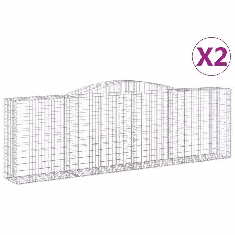 Cesti Gabbioni ad Arco 2 pz 400x50x120/140 cm Ferro Zincato