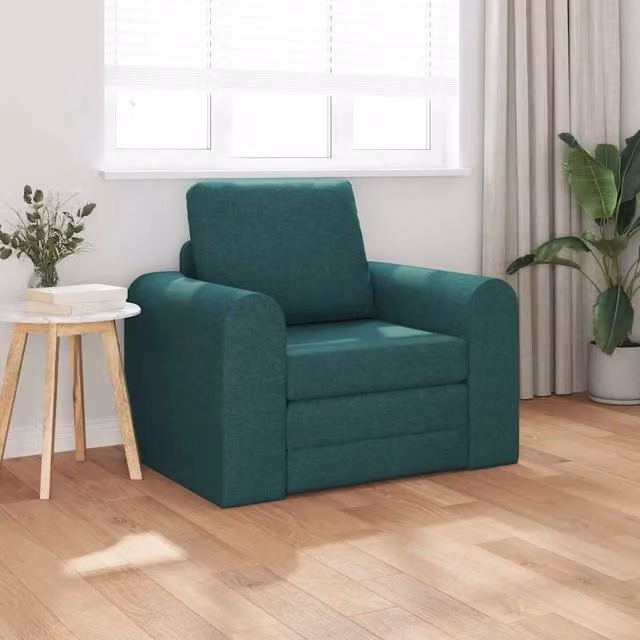 Divano letto daybed vidaXL verde scuro in tessuto con struttura in metallo e composito L: 98 cm, P: 71 cm, H: 83 cm – 1