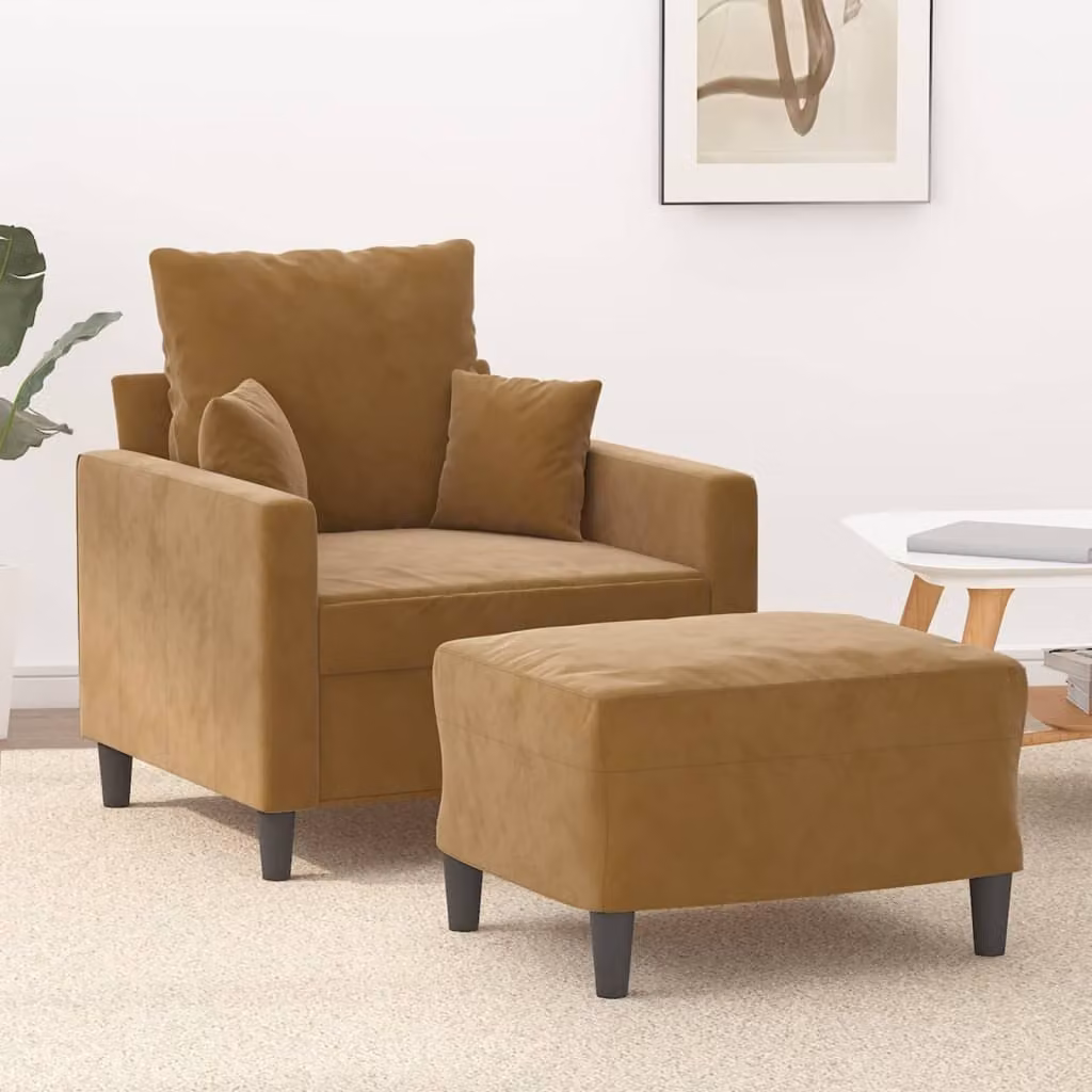 Maison Exclusive - Poltrona con poggiapiedi, marrone, 60 cm, velluto
