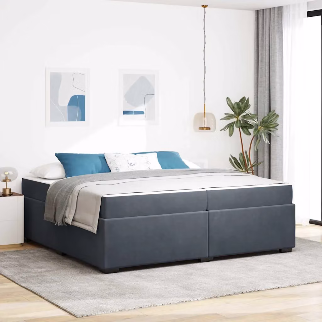 Struttura del letto moderna vidaXL in tessuto grigio con legno ingegnerizzato L/P: 200 x 200 cm – 1