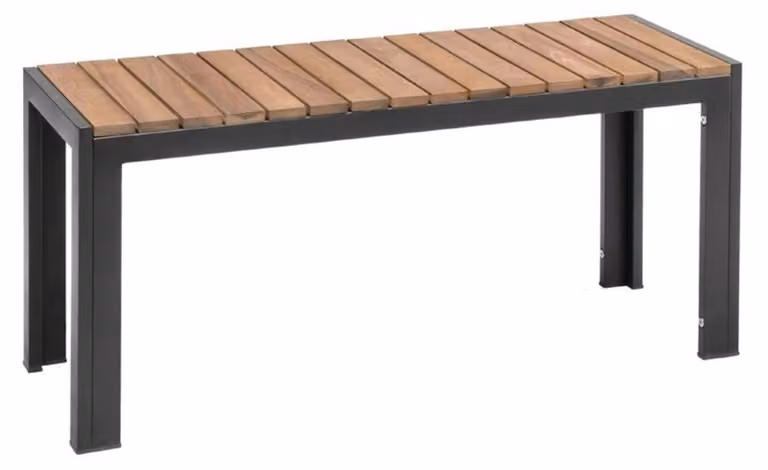 Panchine Bolero in acciaio e legno di acacia, 100 cm, 2 pezzi