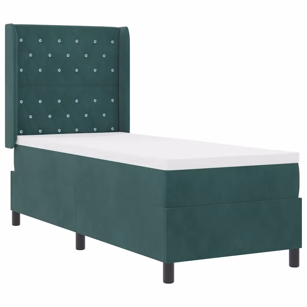 Letto moderno vidaXL in velluto verde con materasso a molle pocket e illuminazione sottostante L: 200 cm, P: 80 cm, H: 128 cm – 2