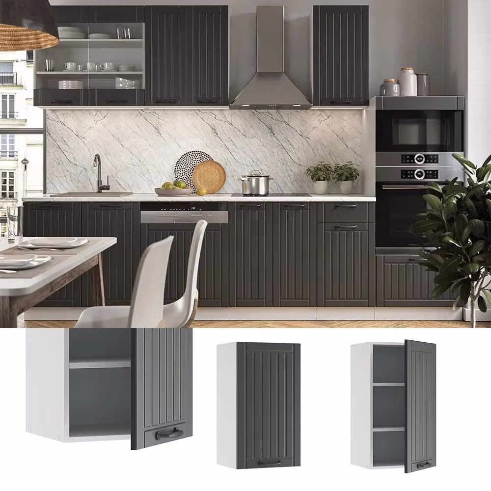 Pensile da cucina Vicco Fame-Line Antracite e Bianco con finitura opaca e stile rustico, L: 40 cm – 2