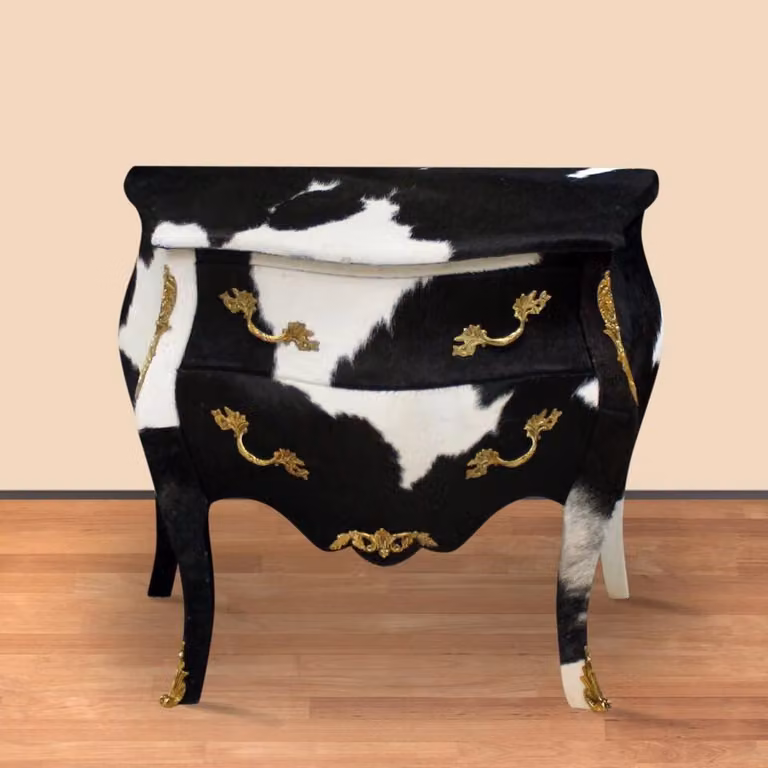 Casa Padrino Cassettone barocco in vacchetta nero/bianco 80 x 45 x h. 75 cm - Mobili in stile antico